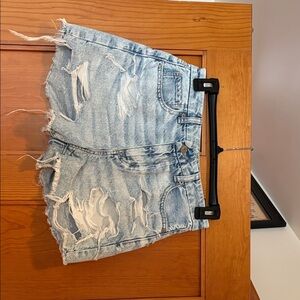 American Eagle Curvy Mom Shorts Light Blue Denim Shorts